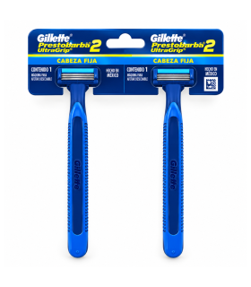 MAQUINA DE AFEITAR GILLETTE PRESTOBARBA ULTRAGRIP 2 HOJAS CABEZA FIJA X 2UDS