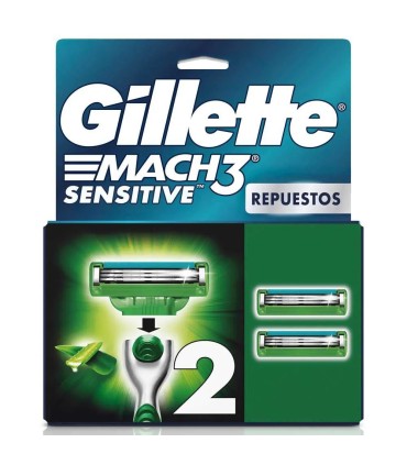 REPUESTOS CUCHILLA DE AFEITAR GILLETTE MACH 3 SENSITIVE X 2UDS