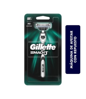 MAQUINA DE AFEITAR RECARGABLE GILLETTE MACH 3 X 1 UNIDAD