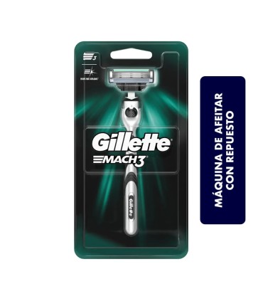 MAQUINA DE AFEITAR RECARGABLE GILLETTE MACH 3 X 1 UNIDAD