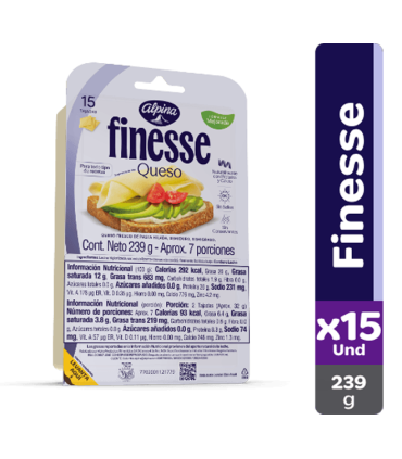 QUESO ALPINA FINESSE 15 TAJADAS X 239GR