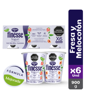 YOGURT FINESSE FRESA Y MELOCOTÓN 6UDS X 150GR