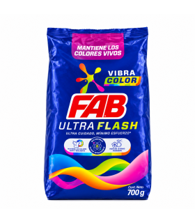 DETERGENTE FAB ULTRA FLASH VIBRA COLOR BOLSA X 700GR