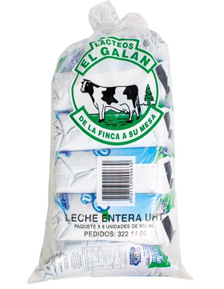 LECHE GALAN UHT ENTERA SIXPACKx900 MILILITRO