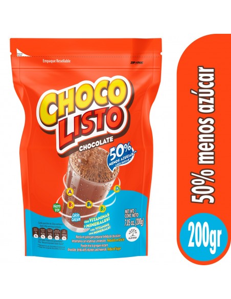 CHOCOLISTO 50%MENOS AZUCAR  BOLSA 180 GRAMOS