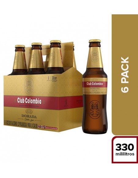 CERVEZA CLUB COLOMBIA DORADA SIXPACKBOTELLA 330