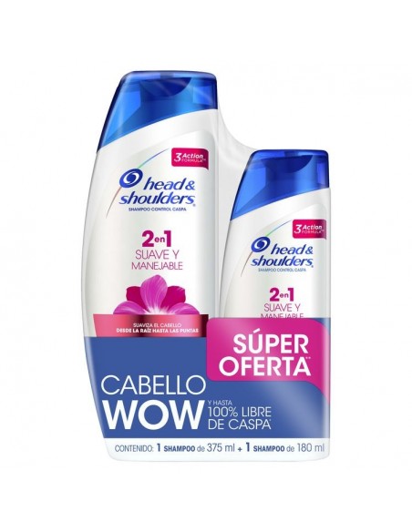 OFERTA SHAMPO H&S 2EN1 SUAVE Y MANJABLE x375MILILITROS+SHAMPO 180MILILITROS