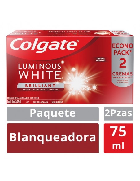 OFERTA CREMA COLGATE LUMINOUS WHITE 2x75 MILILITRO