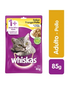 WHISKAS POUCHE POLLO DOYPACK 85 GRAMOSxUND
