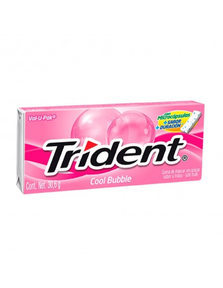 CHICLE TRIDENT COOL BUB BOLSA X18PAST30.6 GRAMOS