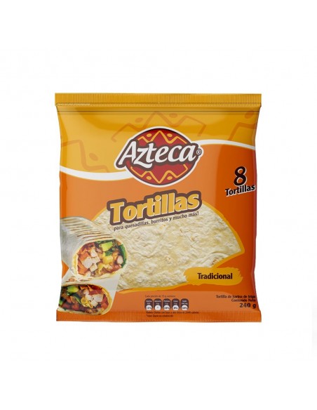 TORTILLA AZTECA FAJITA  BOLSA 8 UNIDADx240 GRAMOS