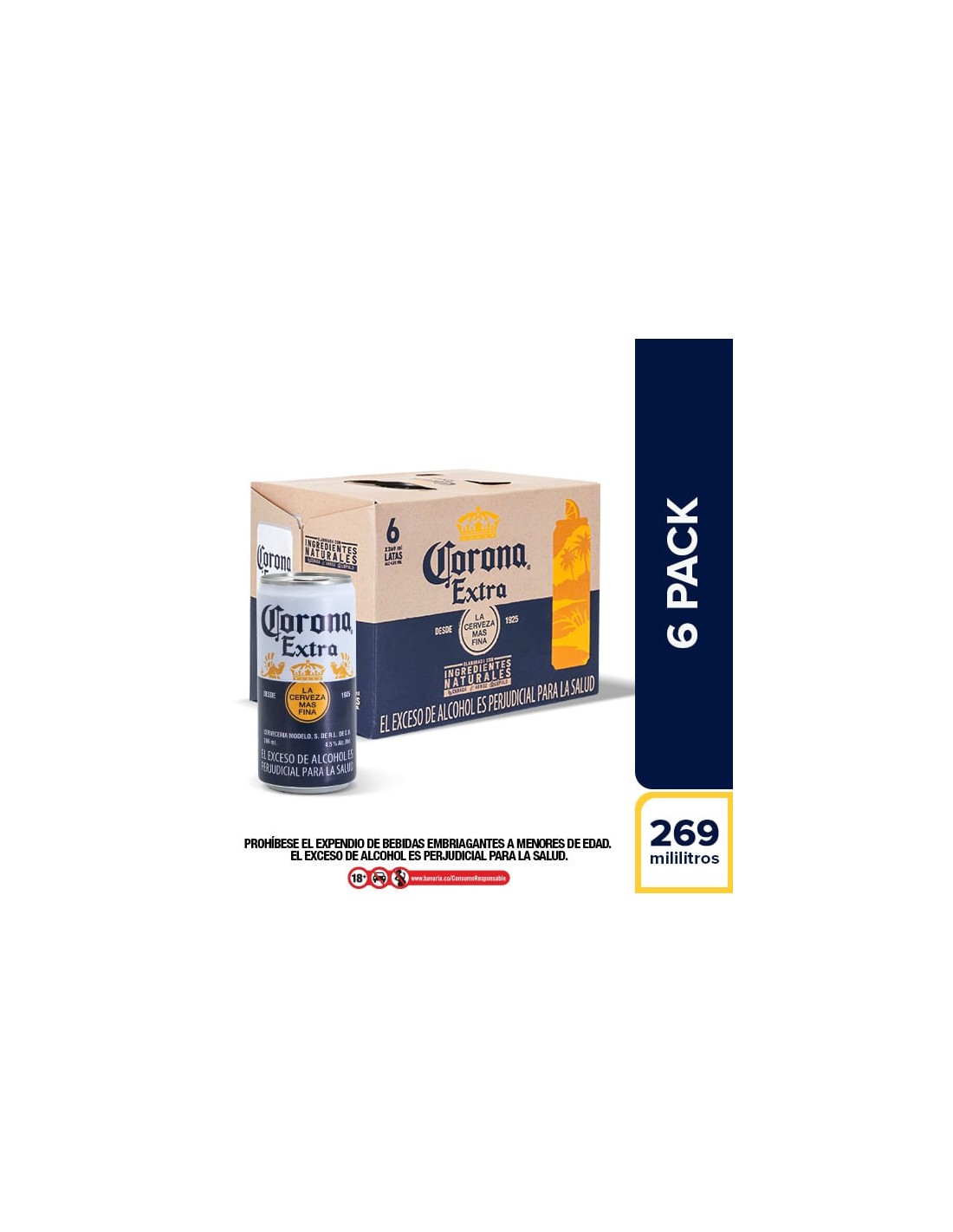 CERVEZA CORONA EXTRA SIXPACK LATA 269ml c/u
