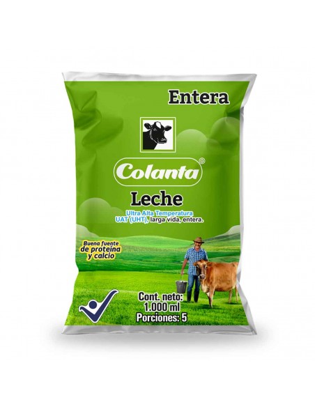 LECHE COLANTA ENTERA UHT  BOLSA 1000 MILILITROxUND
