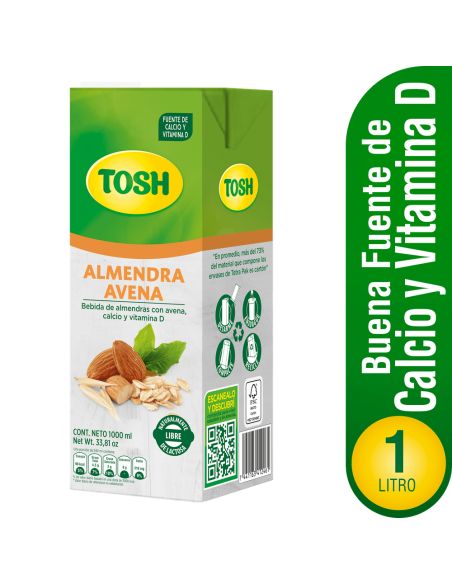 BEBIDA TOSH DE ALMENDRA AVENA TETRABRIK 1 LITRO