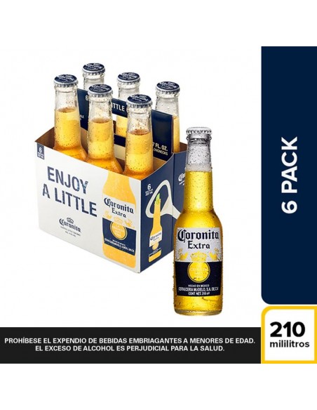 CERVEZA CORONITA EXTRA SIXPACK BOTELLA 210 MILILITRO