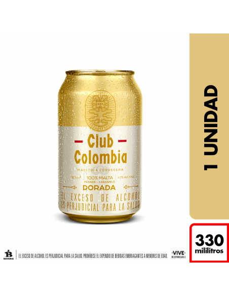 CERVEZA CLUB COLOMBIA DORADA LATA 330 MILILITRO