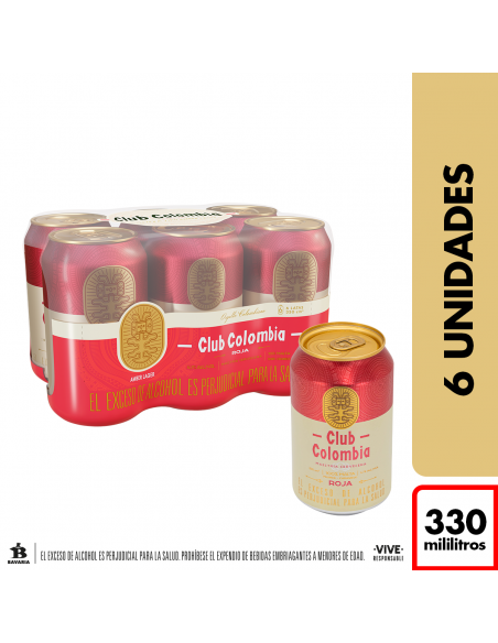 CERVEZA CLUB COLOMBIA ROJA SIXPACK LT330