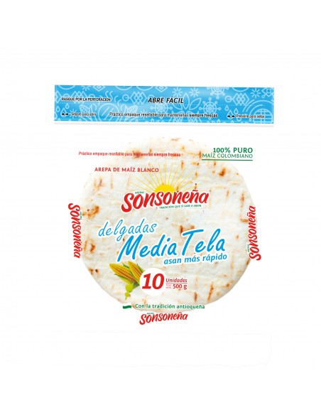 AREPA SONSONENA BLANCA MEDIA  TELA DELGx500 GRAMOS