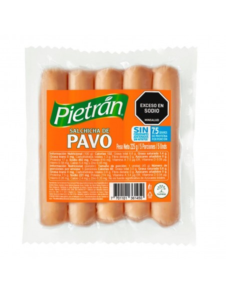 SALCHICHA PIETRAN DE PAVO PAQUETE225GRAMOS X UNIDAD