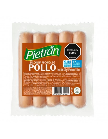 SALCHICHA PIETRAN DE POLLO PAQUETE225GRAMOS X UNIDAD