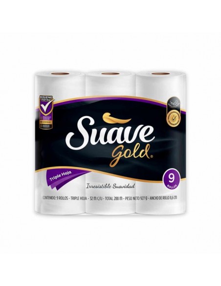 PAPEL HIGIENICO SUAVE GOLD X 9 ROLLOS