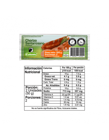 CHORIZO COLANTA SANTARROSANO x 100GR