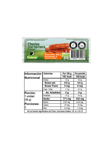 CHORIZO COLANTA TERNERA DOYPACKACKx100GR